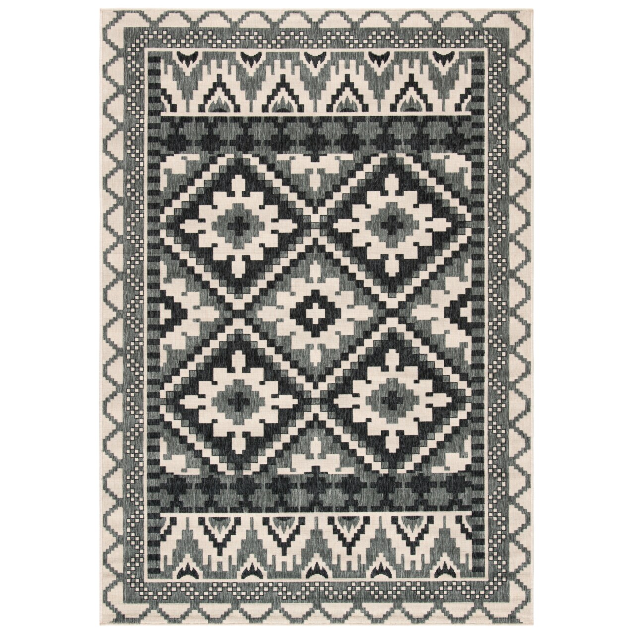 Safavieh Outdoor Ver096-3413 Veranda Beige / Grey Rug Traditional High Traffic